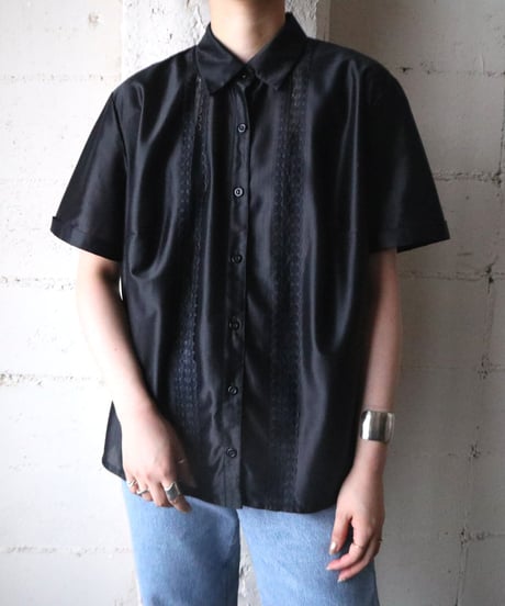 1960's Shadow Stripe Lace Shirt BK