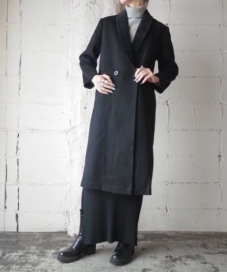 Velour Collar Chester Coat BK