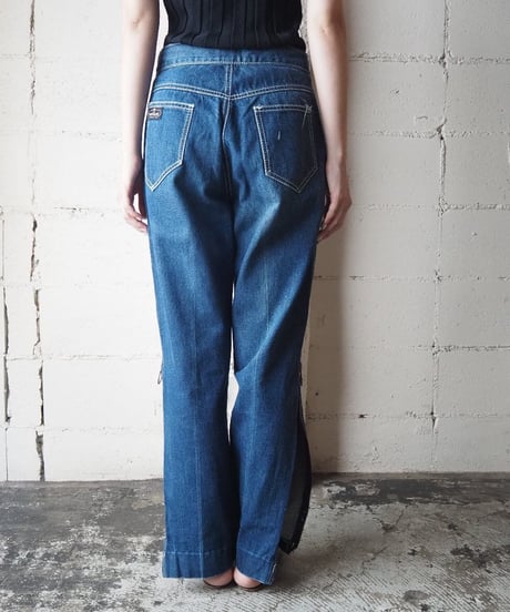 Side Zip Flare Denim Pants BL