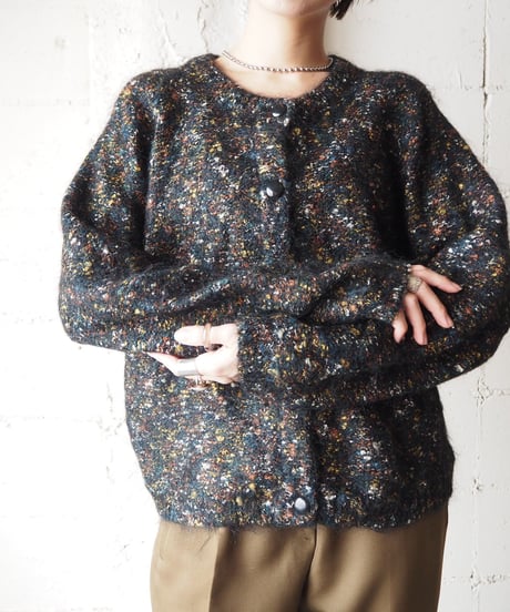 Mix Color Mohair Knit Cardigan GNWHYE