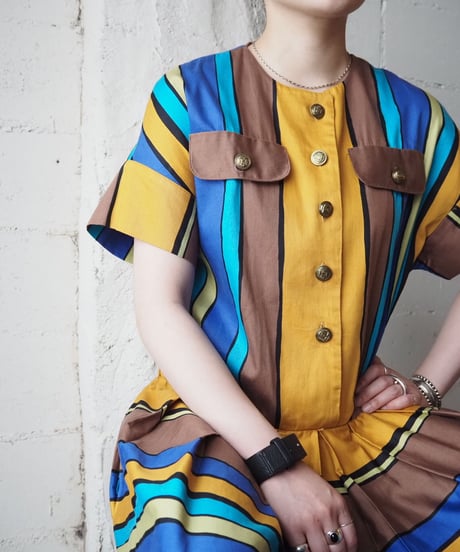 Collarless Stripe Dress YEBL