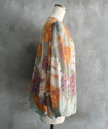 Flower Pattern Sheer Volume Sleeve GNOR