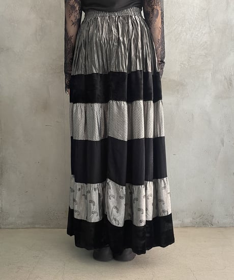 1980’s Mix Pattern Tiered Skirt SLBKGR
