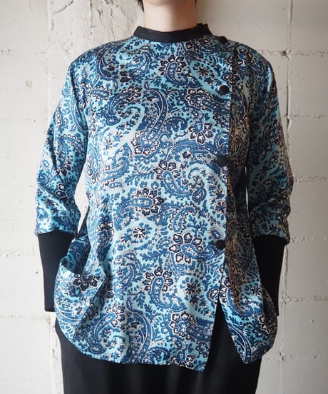 Long Rib Paisley Pattern Blouse BLBK