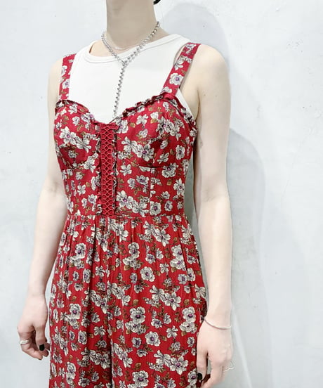N/S Flower Print Lace up Jumpsuit RE