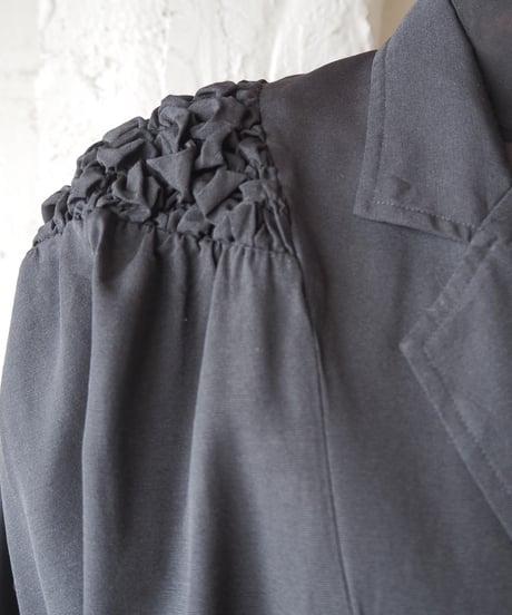 Smocking Shoulder Cropped Jacket BK