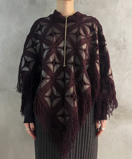 Leather Fringe Design Pocncho PUR
