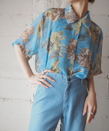 Flower Pattern Sheer Shirt LBLBEYE