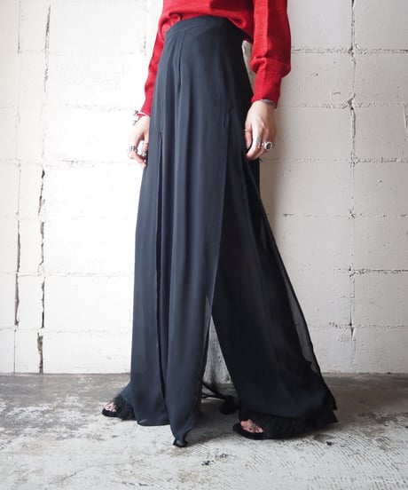 Sheer Layered Design Pants BK