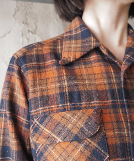 1960-70's Vintage PENDLETON Open Collar Wool Shirt OR