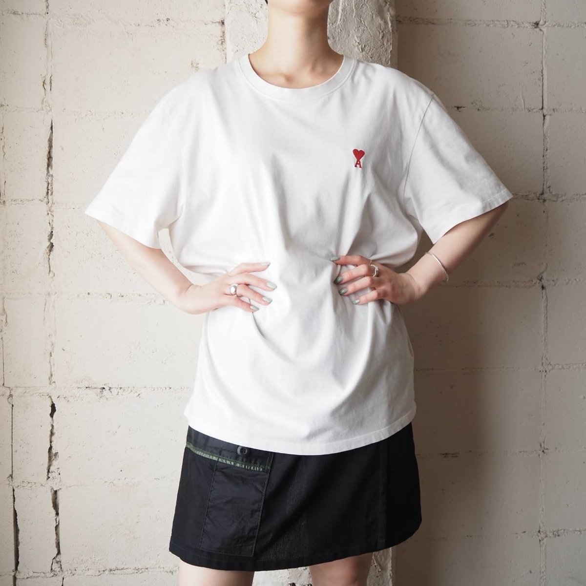 AMI PARIS Logo Embroidery Tee WH | Orfeo