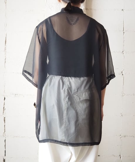 Short Sleeve See Through Blouse BK