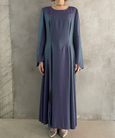 Aurora Color  Hem Slit Design Dress PUR