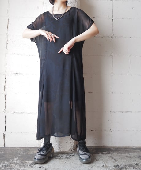 Shadow Pattern Sheer Dress BK