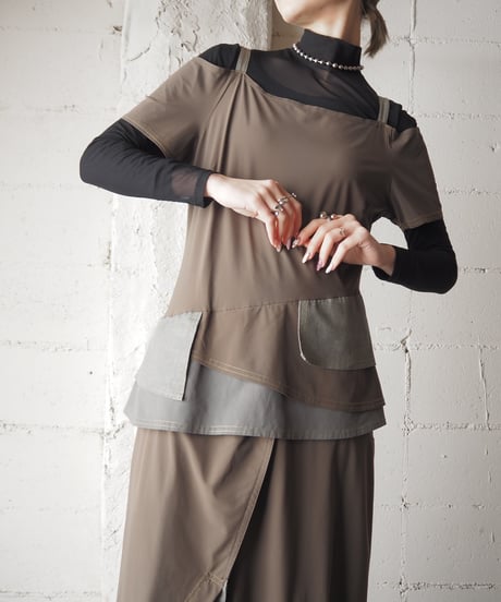 Off Shoulder Layered Design Dress KA