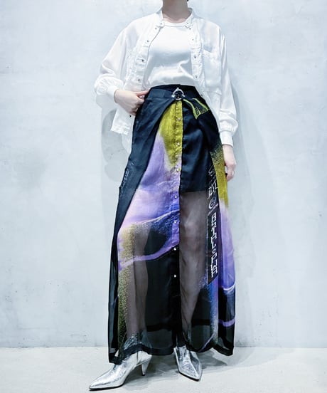 DIESEL Print Sheer Layered Skirt BKPURYE
