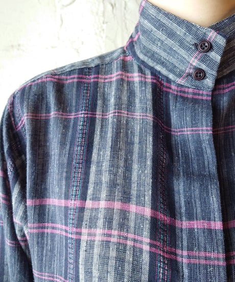 Stand Collar Check Shirt GRPI