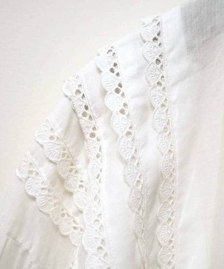 Vintage Lace Tuck Shoulder Long Smock