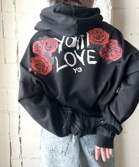 Y-3 Rose Print Short Hoodie BK