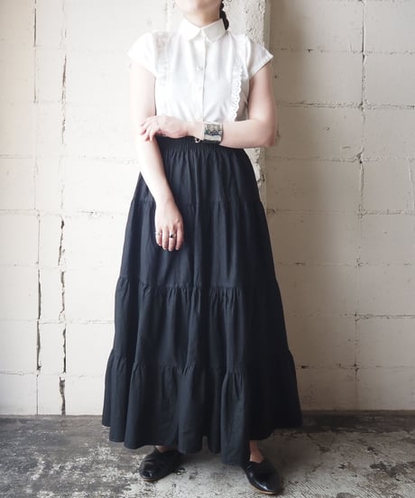 1970's Frill N/S Blouse  WH