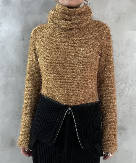 Turtle Neck Shaggy Knit YE