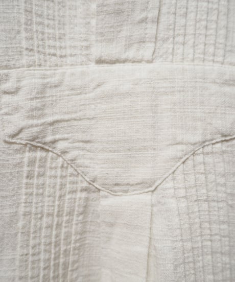 Pleated Front Stand Collar Shirt IV