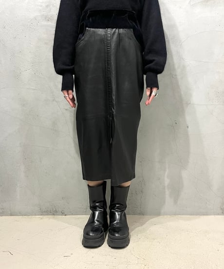 Leather×Corduroy Tight Skirt BK