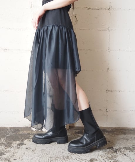 Sheer × Short Tight Layered Skirt BK