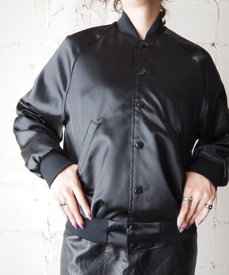 1970's Snap Button Satin Blouse BK