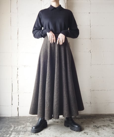 Flared Tweed Long Skirt DBR