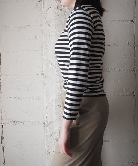 agnes b. Border Long Sleeve Tee BKWH