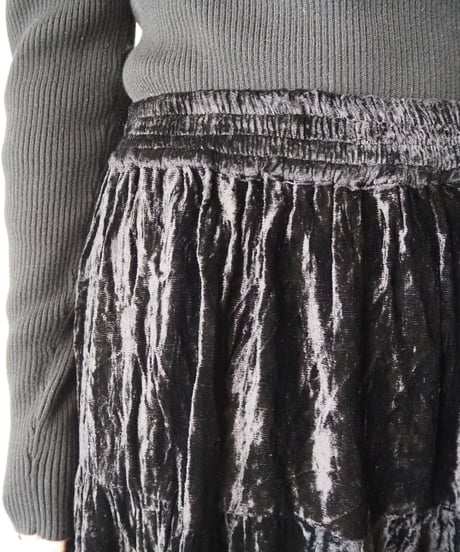 Velour Easy Tiered Skirt BK