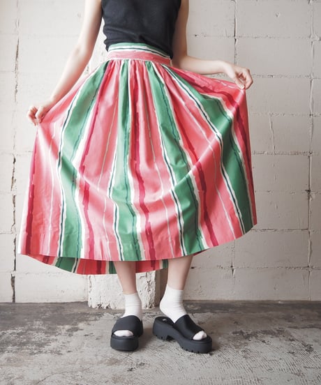 1960-70's Hand Painted Pattern Skirt PI GN