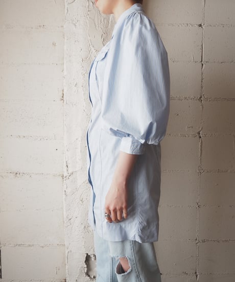 GANNI Volume Sleeve Stripe Shirt LBLWH