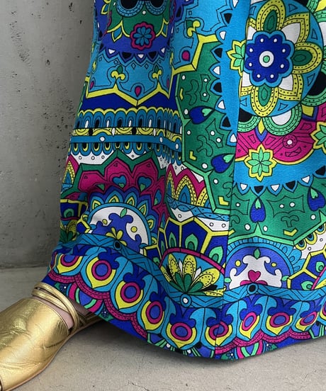 Psychedelic Pattern Long Skirt BLGN