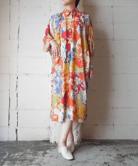 Flower Pattern Raglan Dress RD BL