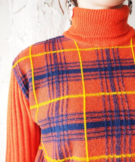 Ckeck Pattern Turtle Knit RE