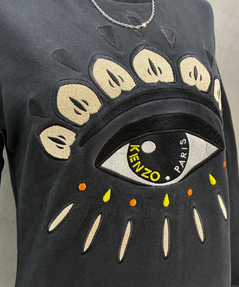 ケンゾー ビッグアイ 目 目玉 eye 刺繍 スウェット ブラック【XL
