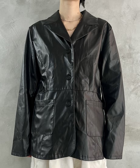 Fake Leather Tailored Jacket BK