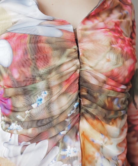 Desigual. Floral Print Front Gather Tops WH PI