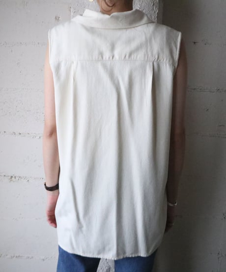 Sleeveless Open Collar Silk Shirt IV