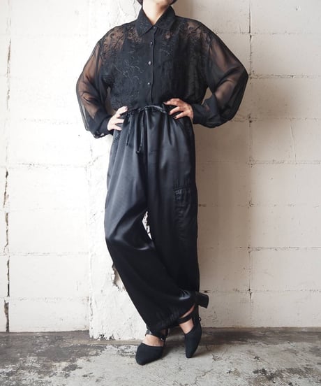 Sheer × Embroidery Shirt BK