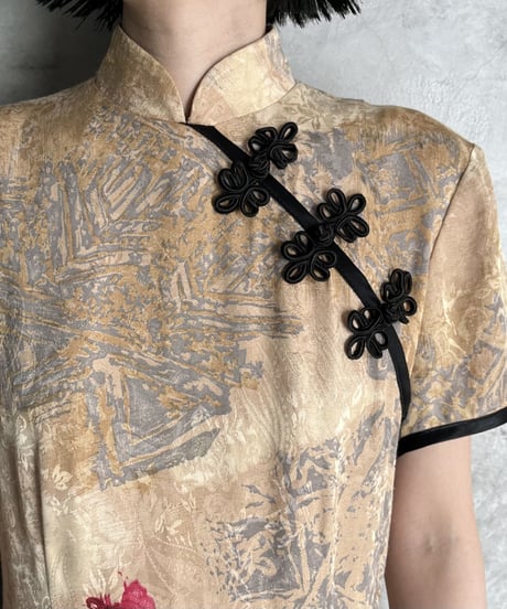 Flower Design Side Slit China Dress BERE