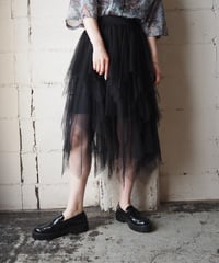Zig Zag Hem Tulle Tiered Skirt BK
