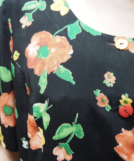 Flower Pattern Back Lace up Dress BK