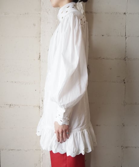 Stand Neck Frill Design Tunic WH