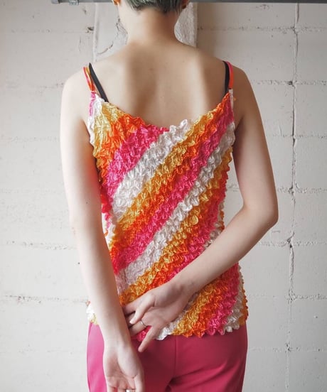 Stripe Popcorn Camisole WH OR PI