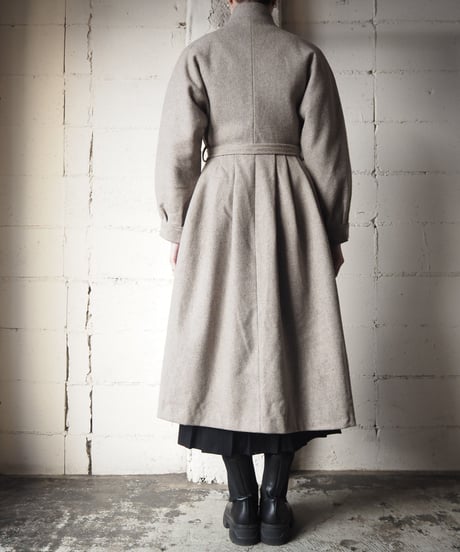 Stand Collar Tuck Waist Belt Coat BE
