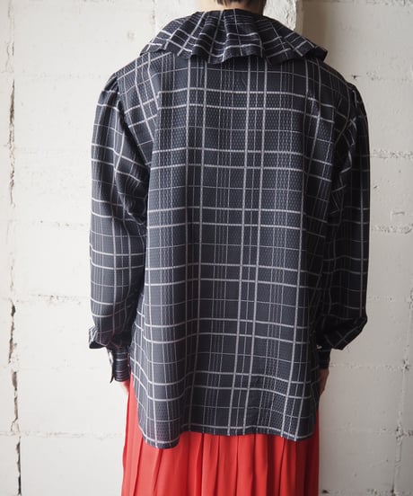 Frill Collar Check  Blouse BK