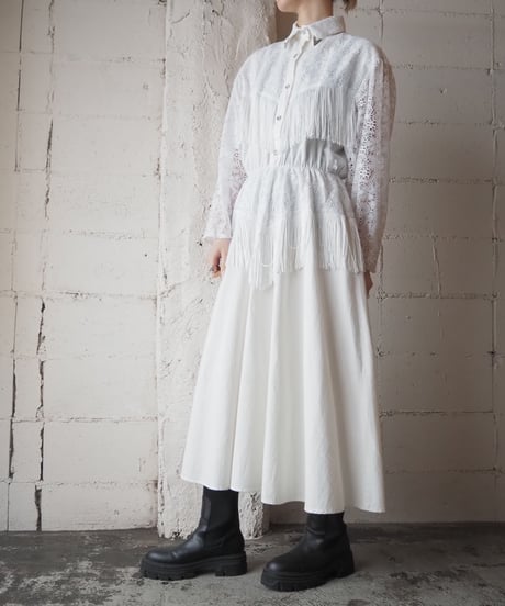 Lace×Fringe Western Shirt Dress WH